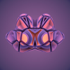 Aufkleber - 3d rendering digital illustration of a crystal three-dimensional pattern. Digital background