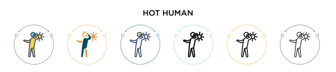 Poster - Hot human icon in filled, thin line, outline and stroke style. Vector illustration of two colored and black hot human vector icons designs can be used for mobile, ui, web