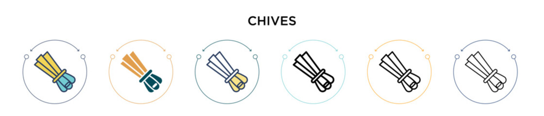 Poster - chives icon in filled, thin line, outline and stroke style. vector illustration of two colored and b