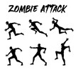 Silhouette zombie in attack posture collection. Illustration about the terror, game, and halloween theme.