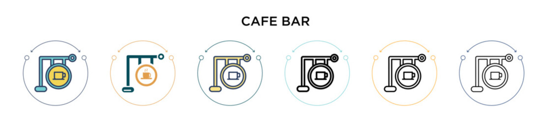 Wall Mural - Cafe bar icon in filled, thin line, outline and stroke style. Vector illustration of two colored and black cafe bar vector icons designs can be used for mobile, ui, web