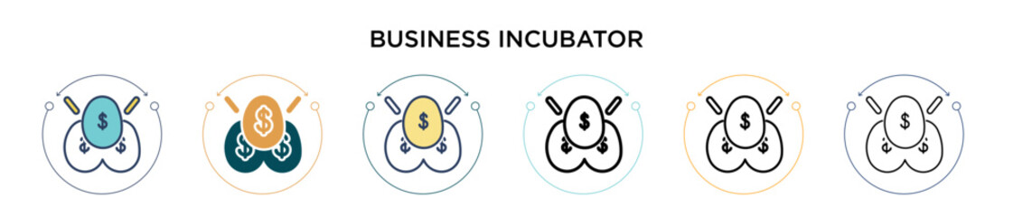 Poster - Business incubator icon in filled, thin line, outline and stroke style. Vector illustration of two colored and black business incubator vector icons designs can be used for mobile, ui, web