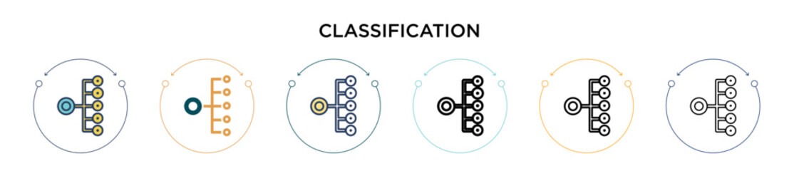 Poster - classification icon in filled, thin line, outline and stroke style. vector illustration of two color