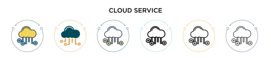 Poster - cloud service icon in filled, thin line, outline and stroke style. vector illustration of two colore