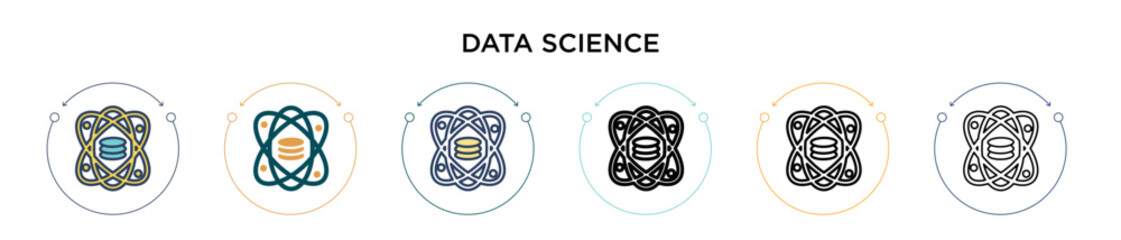 Poster - data science icon in filled, thin line, outline and stroke style. vector illustration of two colored