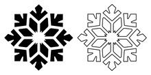 Snowflake Icon. Black Snowflake Icons On White Background.