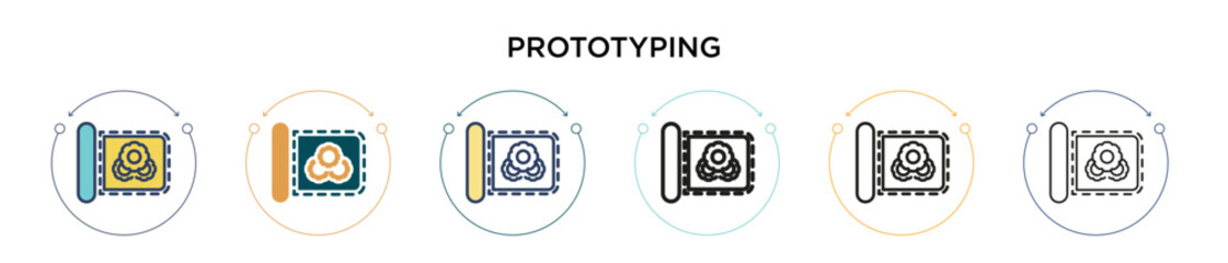 Poster - Prototyping icon in filled, thin line, outline and stroke style. Vector illustration of two colored and black prototyping vector icons designs can be used for mobile, ui, web