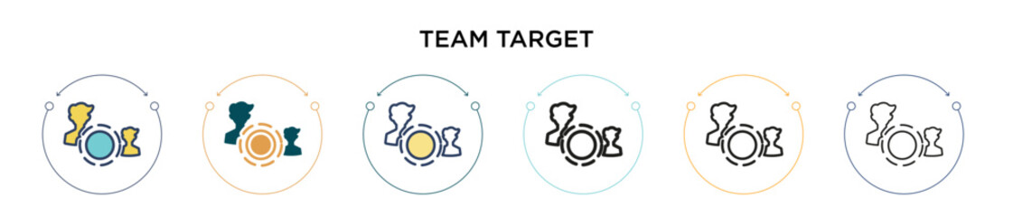 Poster - team target icon in filled, thin line, outline and stroke style. vector illustration of two colored 