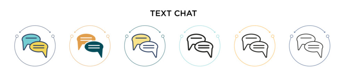Poster - Text chat icon in filled, thin line, outline and stroke style. Vector illustration of two colored and black text chat vector icons designs can be used for mobile, ui, web