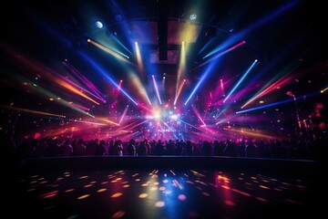 Poster - Dance floor with bright colored lights.