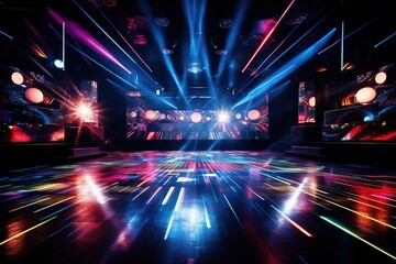 Poster - Dance floor with bright colored lights.