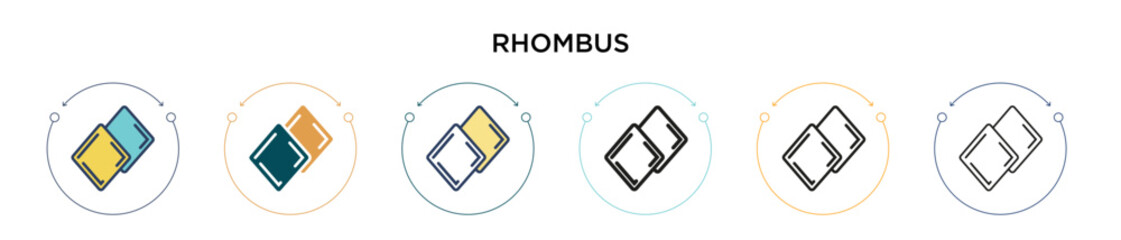 Poster - Rhombus icon in filled, thin line, outline and stroke style. Vector illustration of two colored and black rhombus vector icons designs can be used for mobile, ui, web