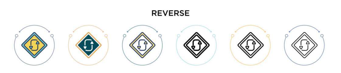Poster - Reverse icon in filled, thin line, outline and stroke style. Vector illustration of two colored and black reverse vector icons designs can be used for mobile, ui, web