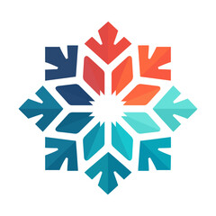 Poster - Snowflake icon. Abstract multicolored snowflake on white background.