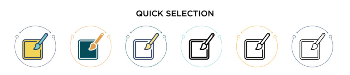 Aufkleber - Quick selection icon in filled, thin line, outline and stroke style. Vector illustration of two colored and black quick selection vector icons designs can be used for mobile, ui, web