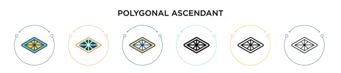 Poster - Polygonal ascendant signal icon in filled, thin line, outline and stroke style. Vector illustration of two colored and black polygonal ascendant signal vector icons designs can be used for mobile, ui,