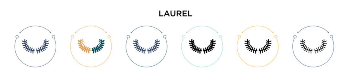 Poster - laurel icon in filled, thin line, outline and stroke style. vector illustration of two colored and b