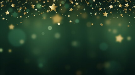 ,green,,blurred background with small gold stars elements festive Christmas Valentine day greetings template