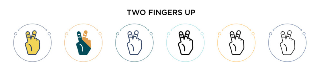 Poster - two fingers up icon in filled, thin line, outline and stroke style. vector illustration of two color