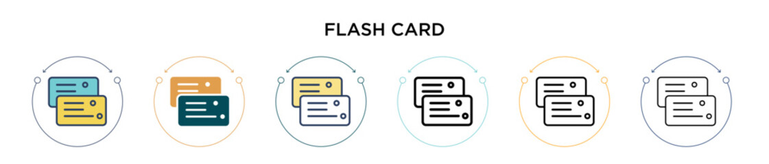 Fototapete - Flash card icon in filled, thin line, outline and stroke style. Vector illustration of two colored and black flash card vector icons designs can be used for mobile, ui, web