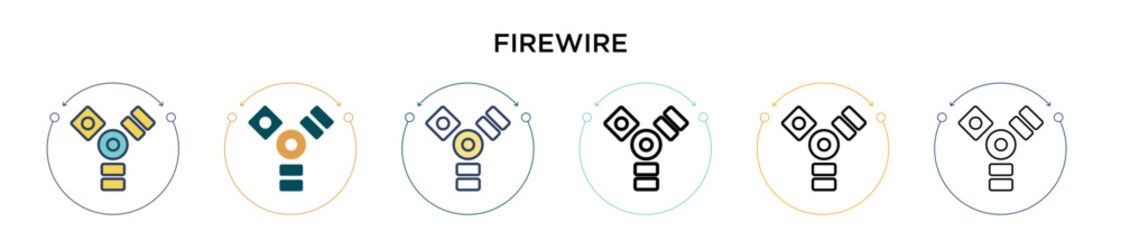 Poster - Firewire icon in filled, thin line, outline and stroke style. Vector illustration of two colored and black firewire vector icons designs can be used for mobile, ui, web