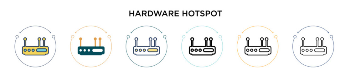 Poster - Hardware hotspot icon in filled, thin line, outline and stroke style. Vector illustration of two colored and black hardware hotspot vector icons designs can be used for mobile, ui, web