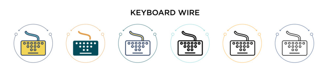 Poster - keyboard wire icon in filled, thin line, outline and stroke style. vector illustration of two colore