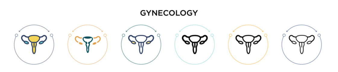 Wall Mural - Gynecology icon in filled, thin line, outline and stroke style. Vector illustration of two colored and black gynecology vector icons designs can be used for mobile, ui, web