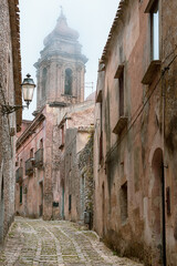 Wall Mural - Erice, Italy. Beautiful medieval town with cobblestone alleys and ancient architecture.