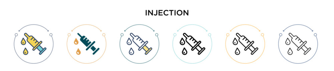 Poster - injection icon in filled, thin line, outline and stroke style. vector illustration of two colored an