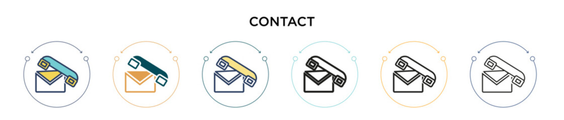 Aufkleber - Contact icon in filled, thin line, outline and stroke style. Vector illustration of two colored and black contact vector icons designs can be used for mobile, ui, web