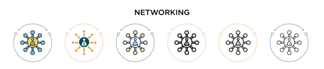 Poster - networking icon in filled, thin line, outline and stroke style. vector illustration of two colored a