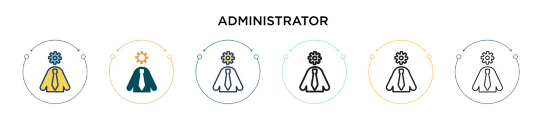 Poster - Administrator icon in filled, thin line, outline and stroke style. Vector illustration of two colored and black administrator vector icons designs can be used for mobile, ui, web