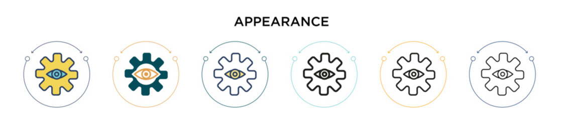 Poster - Appearance icon in filled, thin line, outline and stroke style. Vector illustration of two colored and black appearance vector icons designs can be used for mobile, ui, web