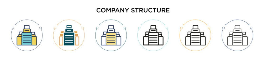 Poster - Company structure icon in filled, thin line, outline and stroke style. Vector illustration of two colored and black company structure vector icons designs can be used for mobile, ui, web