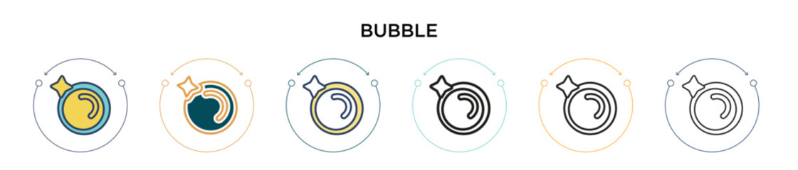 Poster - Bubble icon in filled, thin line, outline and stroke style. Vector illustration of two colored and black bubble vector icons designs can be used for mobile, ui, web