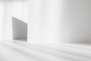 Aufkleber - Abstract white studio background for product presentation. Empty gray room with shadows of window. Display product with blurred backdrop.