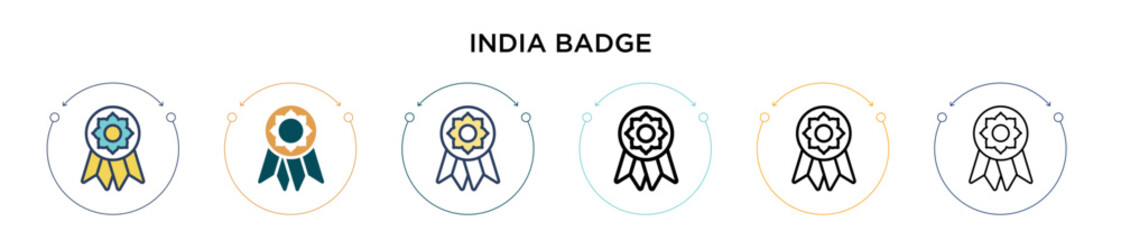 Wall Mural - india badge icon in filled, thin line, outline and stroke style. vector illustration of two colored 