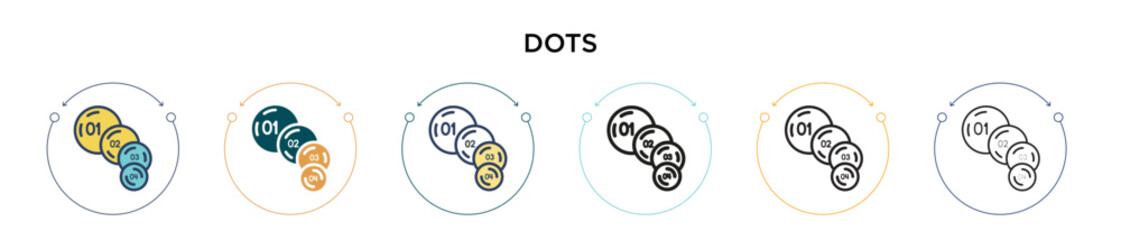 Poster - Dots icon in filled, thin line, outline and stroke style. Vector illustration of two colored and black dots vector icons designs can be used for mobile, ui, web