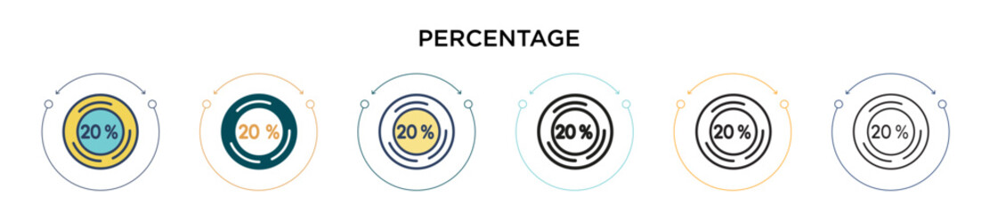 Poster - percentage icon in filled, thin line, outline and stroke style. vector illustration of two colored a