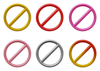 Poster - Set of prohibited forbidden icon in 3d rendering isolated on transparent background. warning or stop symbol for safety, protection and danger concept.