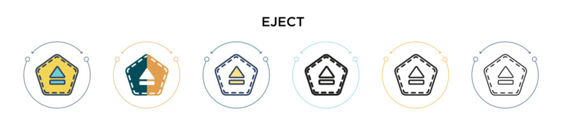 Poster - eject icon in filled, thin line, outline and stroke style. vector illustration of two colored and bl