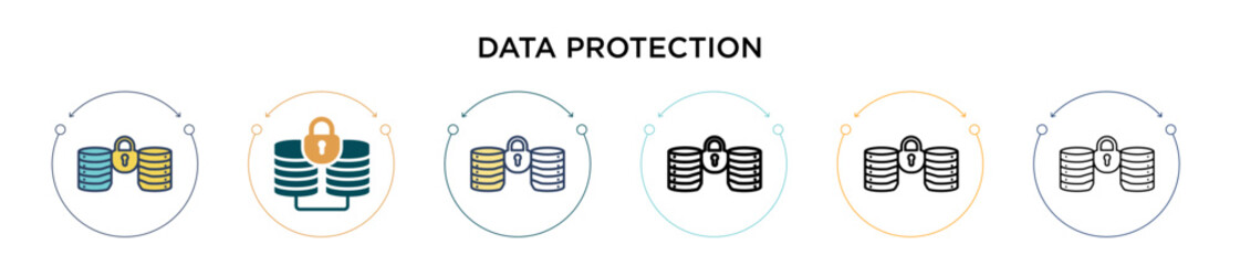 Poster - data protection icon in filled, thin line, outline and stroke style. vector illustration of two colo