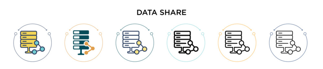Poster - data share icon in filled, thin line, outline and stroke style. vector illustration of two colored a