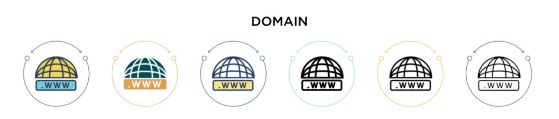 Aufkleber - Domain icon in filled, thin line, outline and stroke style. Vector illustration of two colored and black domain vector icons designs can be used for mobile, ui, web