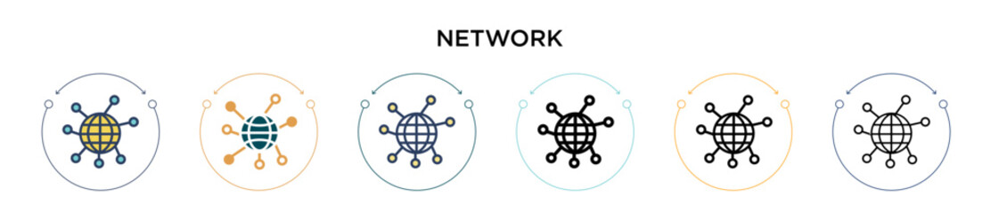Poster - network icon in filled, thin line, outline and stroke style. vector illustration of two colored and 