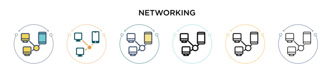 Poster - networking icon in filled, thin line, outline and stroke style. vector illustration of two colored a
