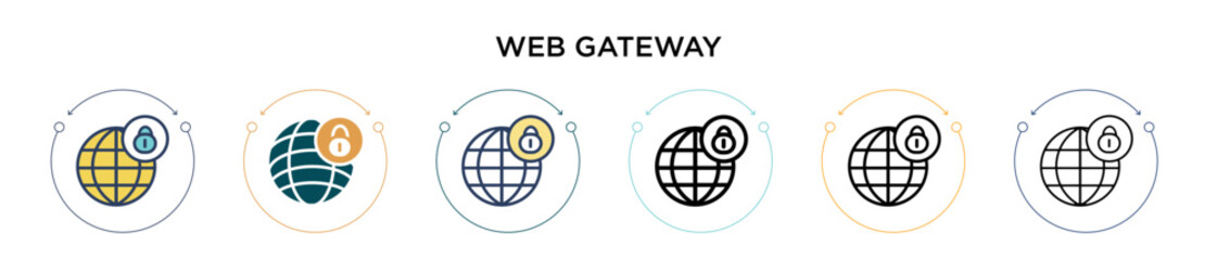 Poster - web gateway icon in filled, thin line, outline and stroke style. vector illustration of two colored 