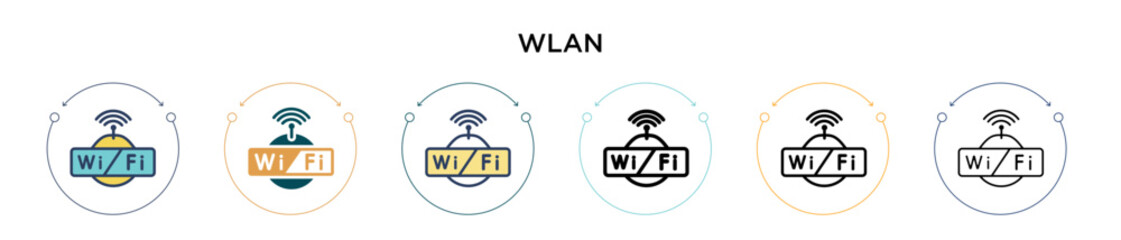 Poster - Wlan icon in filled, thin line, outline and stroke style. Vector illustration of two colored and black wlan vector icons designs can be used for mobile, ui, web