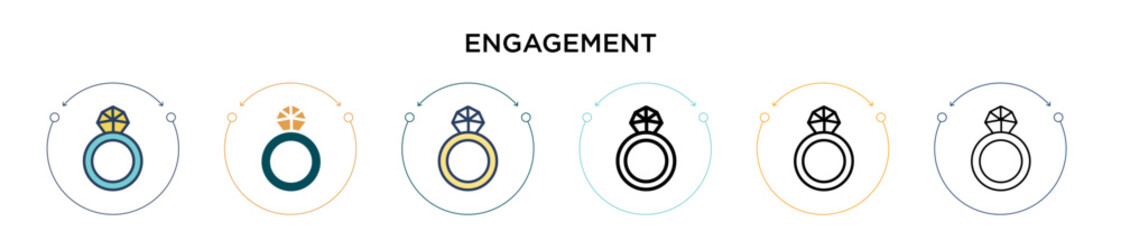 Poster - Engagement icon in filled, thin line, outline and stroke style. Vector illustration of two colored and black engagement vector icons designs can be used for mobile, ui, web